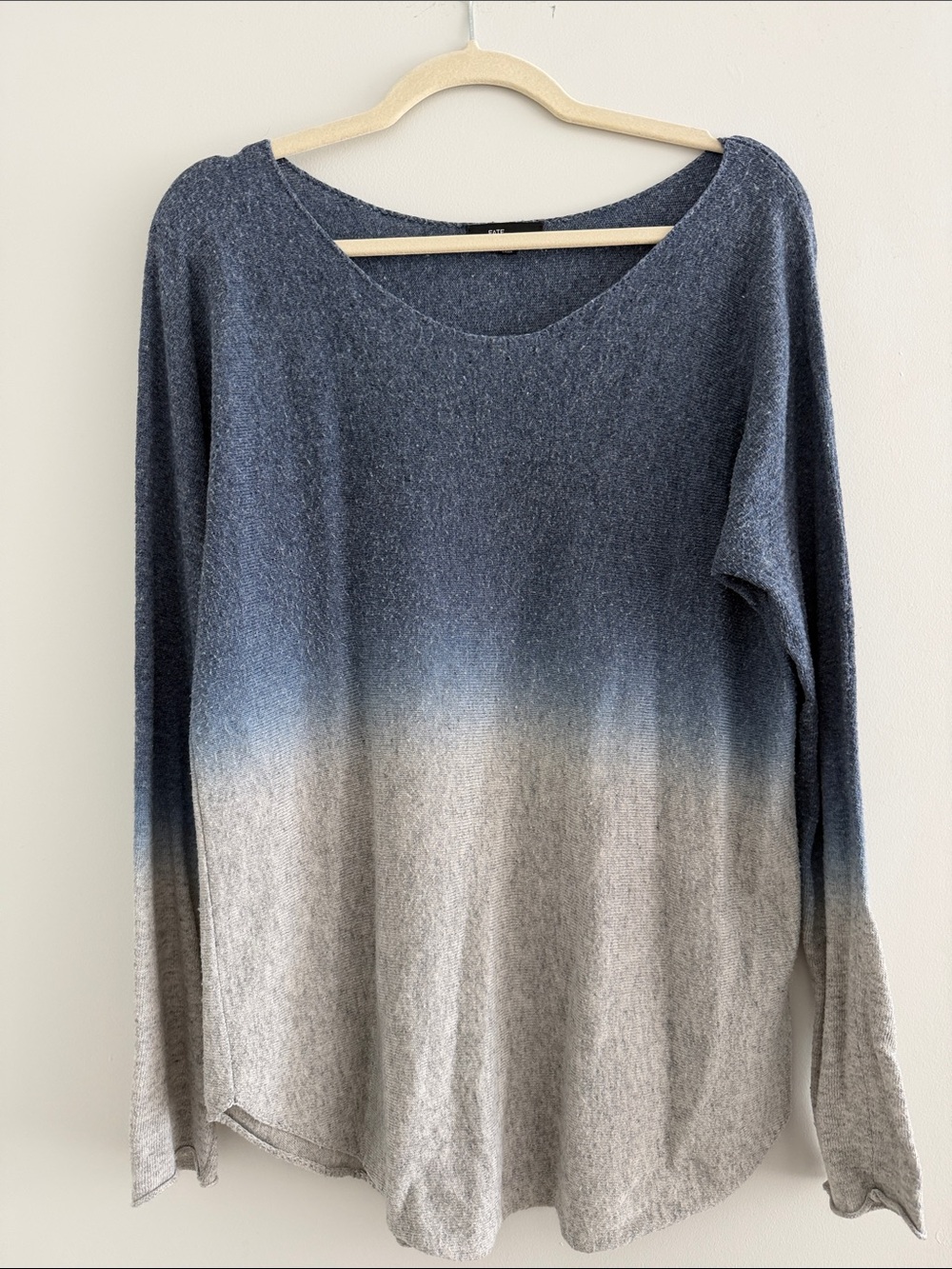 Fate Ombre Scoop-Neck Pullover - Navy to Light Gray